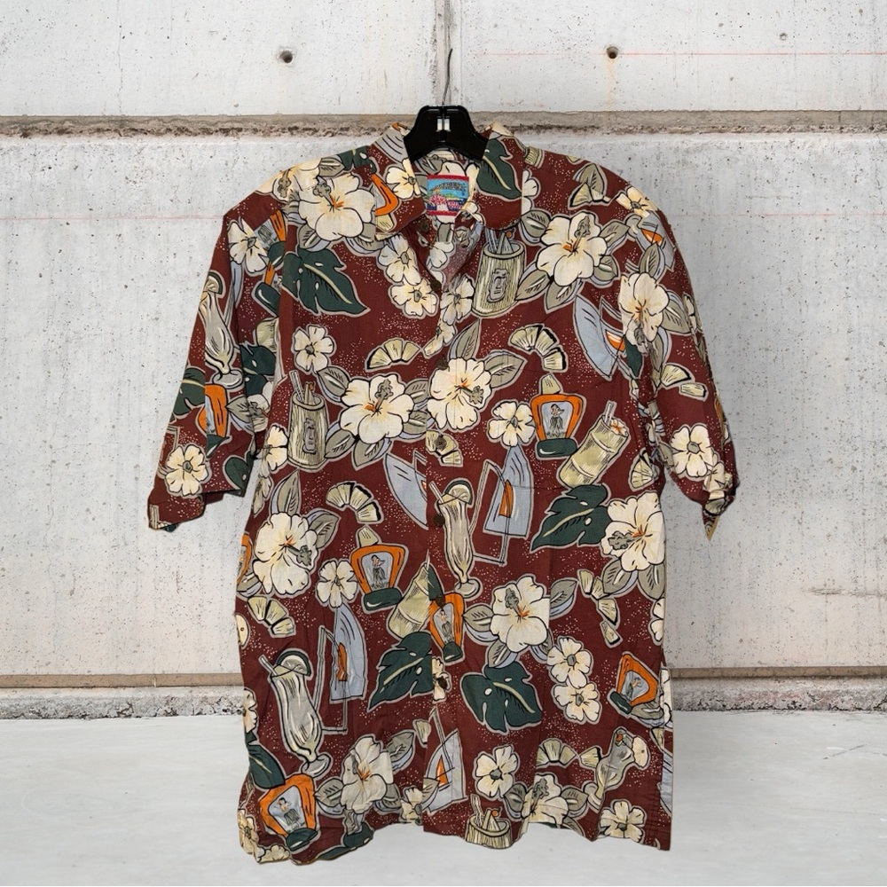 Vtg REYN SPOONER JOE KEALOHA Men’s Hawaiian Tropical Floral AOP Aloha Sz‎ Med